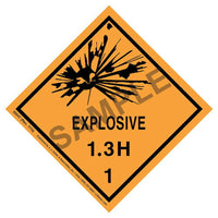 JJ Keller Explosives Label - Class 1, Division 1.3H - Poly