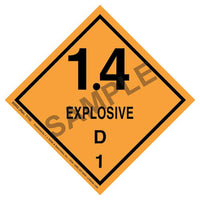 JJ Keller Explosives Label - Class 1, Division 1.4D - Poly