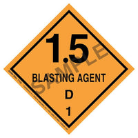 JJ Keller Explosives Label - Blasting Agents, Class 1, Division 1.5D - Paper