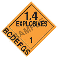 JJ Keller Division 1.4B-1.4S Explosives Placard - Worded - 4 mil Vinyl Removable Adhesive