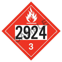 JJ Keller 2924 Placard - Class 3 Flammable Liquid - 4 mil Vinyl Removable Adhesive