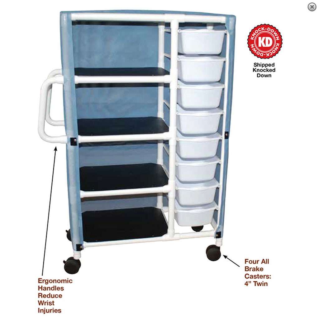 MJM International Combo Specialty Medical Cart – Multi-Tier Healthcare Supply & Linen Organizer