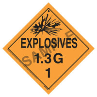 JJ Keller Division 1.3G Explosives Placard - Worded