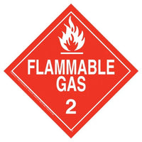 JJ Keller Division 2.1 Flammable Gas Placard, Worded, 176 lb Polycoated Tagboard, Removable Adhesive