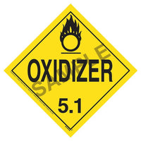 JJ Keller Division 5.1 Oxidizer Placard, Worded, 176 lb Polycoated Tagboard, Removable Adhesive