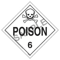 JJ Keller Division 6.1 Poison Placard, Worded, 176 lb Polycoated Tagboard, Removable Adhesive