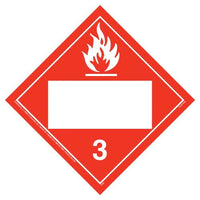 JJ Keller Class 3 Flammable Liquid Placard , Blank, 176 lb Polycoated Tagboard, Removable Adhesive
