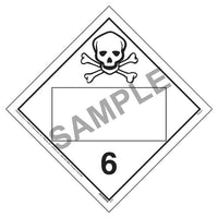 JJ Keller Division 6.1 Poison Placard, Blank, 176 lb Polycoated Tagboard, Removable Adhesive
