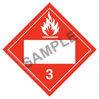 JJ Keller Class 3 Flammable Liquid Placard, 176 lb Polycoated Tagboard, Removable Adhesive