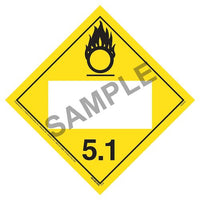 JJ keller Division 5.1 Oxidizer Placard, Imprinted, 176 lb Polycoated Tagboard Removable Adhesive