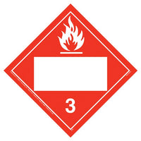 JJ Keller Class 3 Flammable Liquid Placard, 176 lb Polycoated Tagboard, No Adhesive