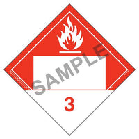 JJ Keller Class 3 Combustible Liquid Placard, 176 lb Polycoated Tagboard, No Adhesive