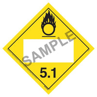 JJ Keller Division 5.1 Oxidizer Placard, 176 lb Polycoated Tagboard, No Adhesive