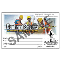 JJ Keller Confined Spaces: Entry Team Training, Construction Activities, Wallet Cards