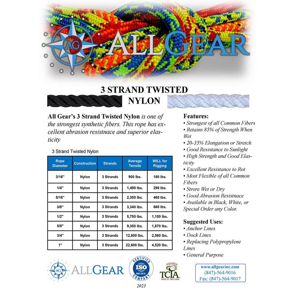 All Gear 3-Strand Twisted Nylon Utility Rope
