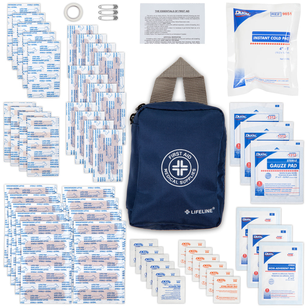 Lifeline 125-Piece Essential First Aid Kit for Professional Emergency Response