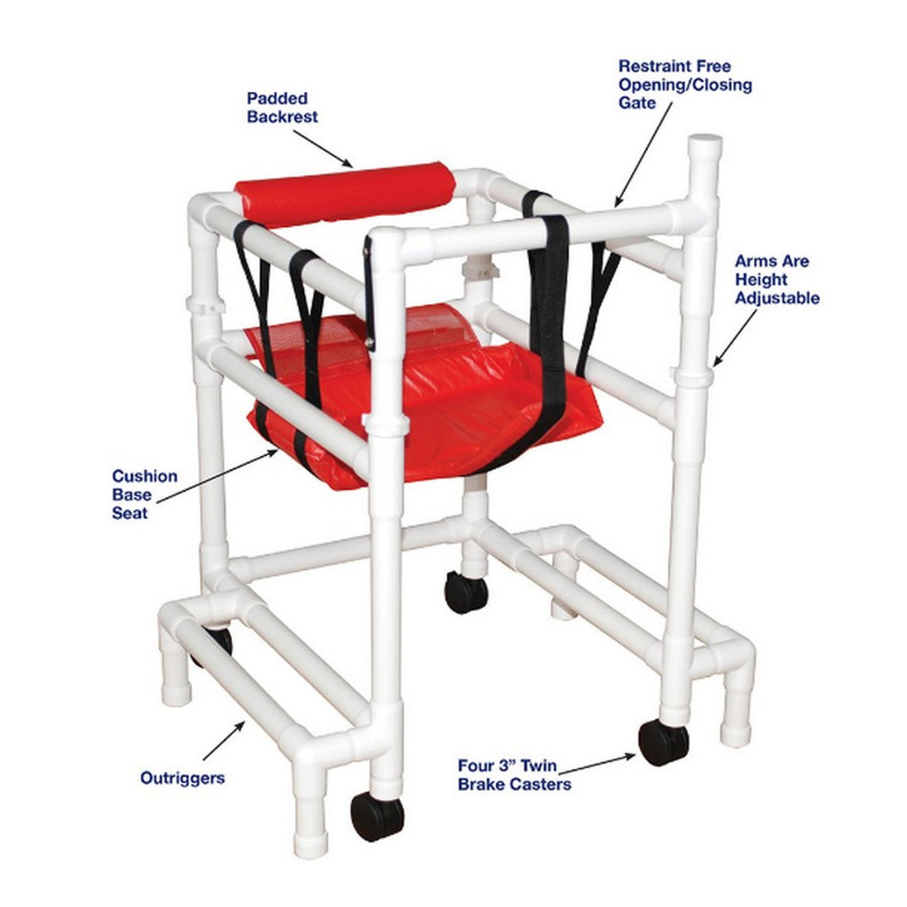 MJM International 415-OR-3TW PVC Stroller Walker with Outriggers – Maximum Tip-Resistant Stability and Postural Support