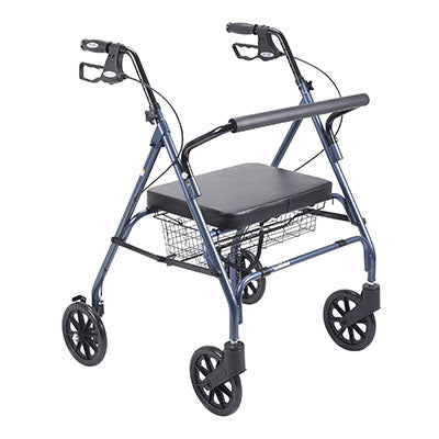 Drive Heavy Duty Bariatric Walker Rollator with Large Padded Seat, Blue — for Safe and Supported Mobility