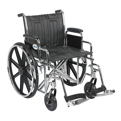 Drive Sentra EC Heavy Duty Wheelchair, Detachable Desk Arms, Swing away Footrests, 20" Seat — for Mobility and Patient Transport