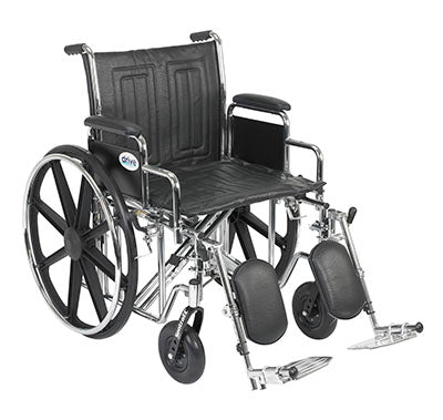 Drive Sentra EC Heavy Duty Wheelchair, Detachable Desk Arms, Elevating Leg Rests, 20" Seat — for Mobility and Patient Transport