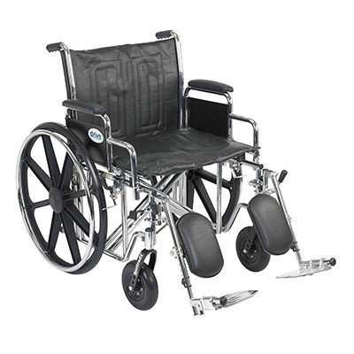 Drive Sentra EC Heavy Duty Wheelchair, Detachable Desk Arms, Elevating Leg Rests, 22" Seat — for Mobility and Patient Transport