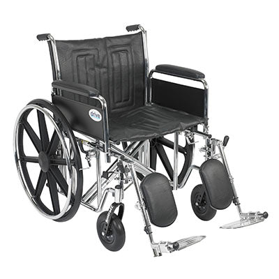 Drive Sentra EC Heavy Duty Wheelchair, Detachable Full Arms, Elevating Leg Rests, 22" Seat — for Mobility and Patient Transport