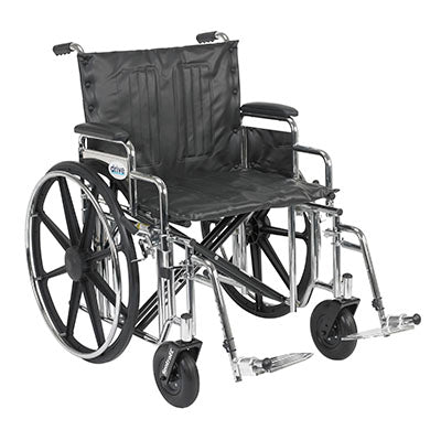 Drive Sentra Extra Heavy Duty Wheelchair, Detachable Desk Arms, Swing away Footrests, 22" Seat — for Mobility and Patient Transport