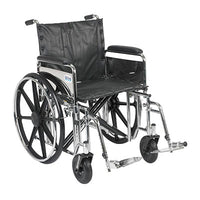Drive Sentra Extra Heavy Duty Wheelchair, Detachable Desk Arms, Swing away Footrests, 24" Seat — for Mobility and Patient Transport