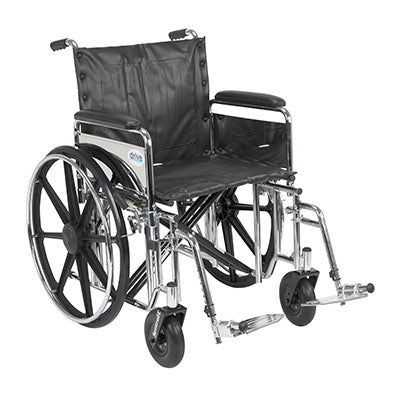 Drive Sentra Extra Heavy Duty Wheelchair, Detachable Desk Arms, Swing away Footrests, 24" Seat — for Mobility and Patient Transport