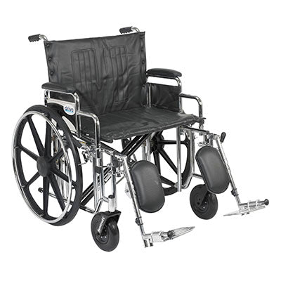 Drive Sentra Extra Heavy Duty Wheelchair, Detachable Desk Arms, Elevating Leg Rests, 24"Seat — for Mobility and Patient Transport