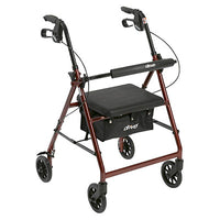 Drive Rollator Rolling Walker with 6" Wheels, Fold Up Removable Back Support and Padded Seat, Red — for Safe and Supported Mobility