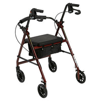 Drive Rollator Rolling Walker with 6" Wheels, Fold Up Removable Back Support and Padded Seat, Red — for Safe and Supported Mobility