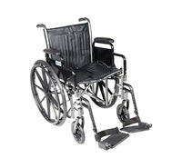 Drive Silver Sport 2 Wheelchair, Detachable Desk Arms, Swing away Footrests, 20" Seat — for Mobility and Patient Transport