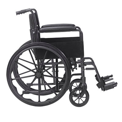 Drive Silver Sport 1 Wheelchair with Full Arms and Swing away Removable Footrest — for Mobility and Patient Transport