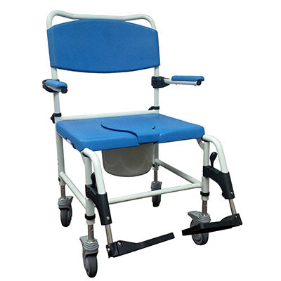 Drive Aluminum Bariatric Rehab Shower Commode Chair with Two Rear-Locking Casters — for Safe Bathing and Hygiene