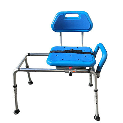 Platinum Health Gateway Sliding Bath Bench, Padded Swivel Seat, Blue — for Safe Bathing and Hygiene