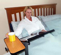 Platinum Health Acrobat Overbed Table, Adjustable Height, Tilt Top, Brown Maple — for Treatment and Examination Rooms