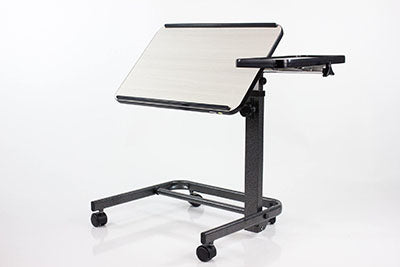 Platinum Health Acrobat Overbed Table, Adjustable Height, Tilt Top, White Birch — for Treatment and Examination Rooms