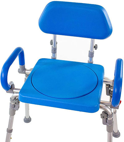 Platinum Health Liberty Folding Bath Chair, Swivel Seat, Padded Backrest and Armrests — for Safe Bathing and Hygiene