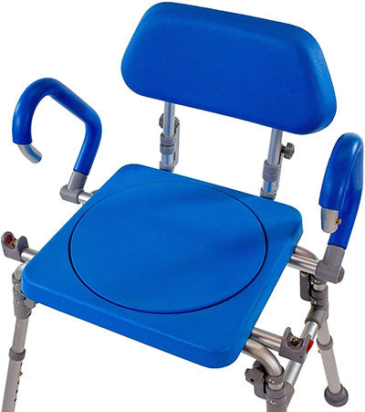 Platinum Health Liberty Folding Bath Chair, Swivel Seat, Padded Backrest and Armrests — for Safe Bathing and Hygiene