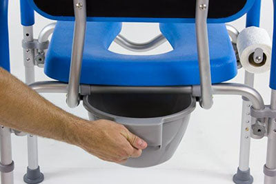 Platinum Health Dignity Commode Shower Chair, Padded, Adjustable Height, Toilet Paper Holder, Blue — for Treatment and Examination Rooms