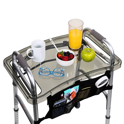 Drive Folding 2-Button Walker with 5" Wheels, Clear Tray, and Bag — for Safe and Supported Mobility