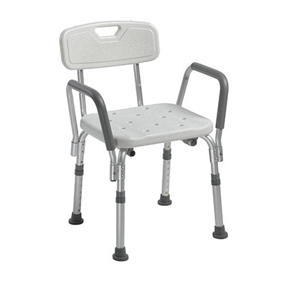 Drive Knock Down Bath Bench with Back and Padded Arms — for Safe Bathing and Hygiene