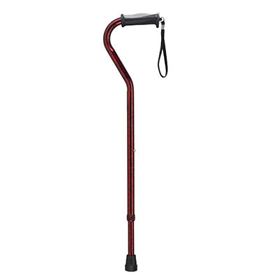 Drive Adjustable Height Offset Handle Cane with Gel Hand Grip, Red Crackle — for Treatment and Examination Rooms