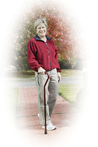 Drive Adjustable Height Offset Handle Cane with Gel Hand Grip, Red Crackle — for Treatment and Examination Rooms