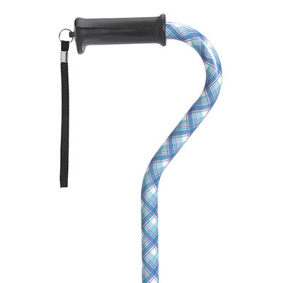 Drive Adjustable Height Offset Handle Cane with Gel Hand Grip, Plaid — for Treatment and Examination Rooms