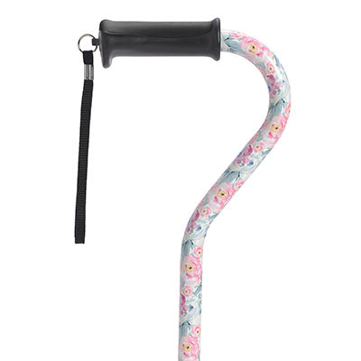 Drive Adjustable Height Offset Handle Cane with Gel Hand Grip, Floral — for Treatment and Examination Rooms