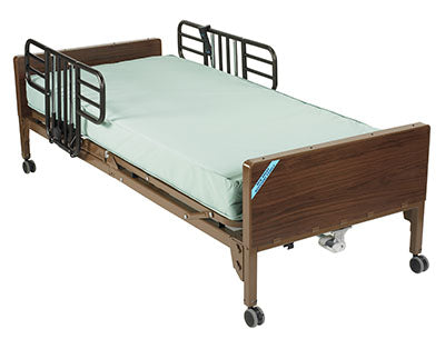 Drive Delta Ultra Light Full Electric Hospital Bed with Half Rails and Therapeutic Support Mattress — for Exercise and Therapy Floor Work