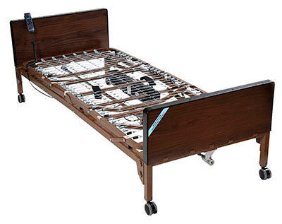 Drive Delta Ultra Light Full Electric Hospital Bed with Half Rails and Therapeutic Support Mattress — for Exercise and Therapy Floor Work