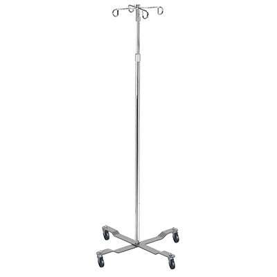 Drive Economy Removable Top I. V. Pole, 4 Hook Top, Chrome — for Medical Equipment in Clinical and Institutional Care